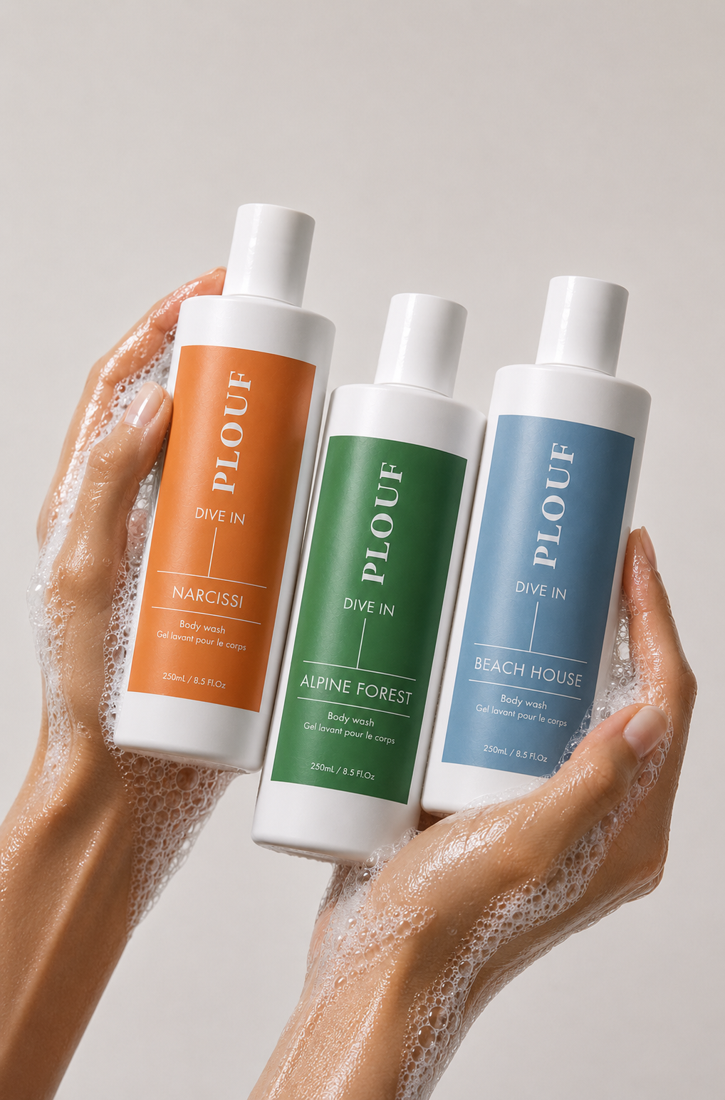 THE FULL SET: Restore Your Skin's Moisture and Discover The Full Set Of Long Lasting Scents With Plouf body Wash